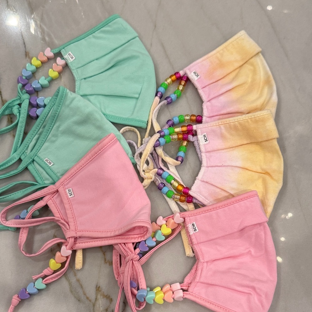 Colorful Kids Face Masks with Beaded Straps